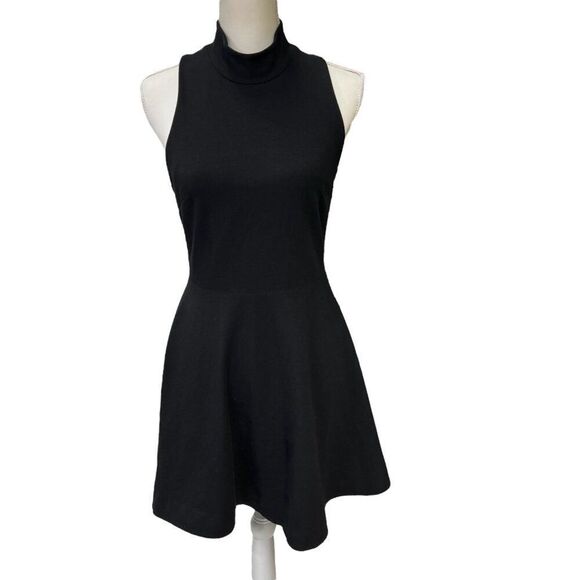 Kit & Ace Sleeveless Mock Neck Fit & Flare Dress Black Size 6 - Picture 1 of 7